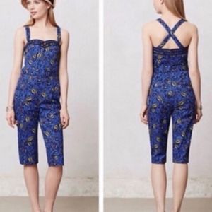 Anthropology purple floral belted jumpsuit